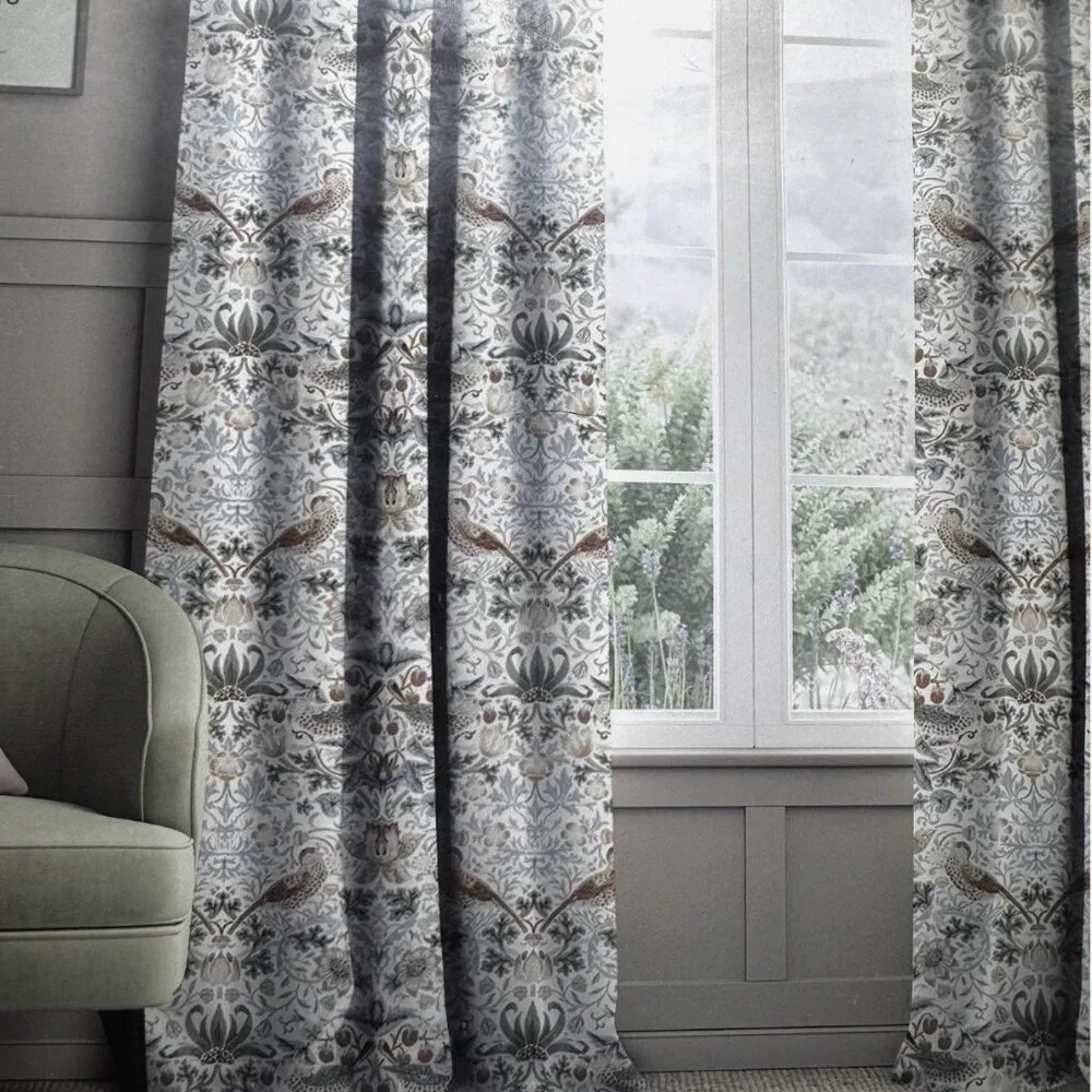 William Morris Strawberry Thief Saffron 2 Panel Curtains 38